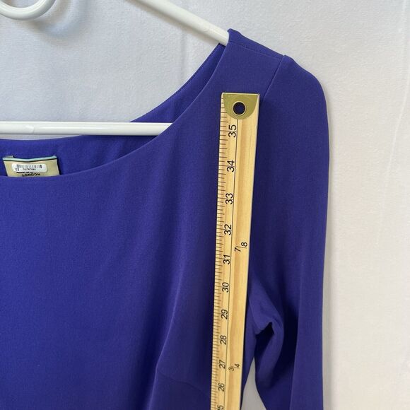 Issa London Purple 100% Silk Sheath Midi Dress Sz 6 3/4 Sleeve Cocktail Wedding - Picture 9 of 16